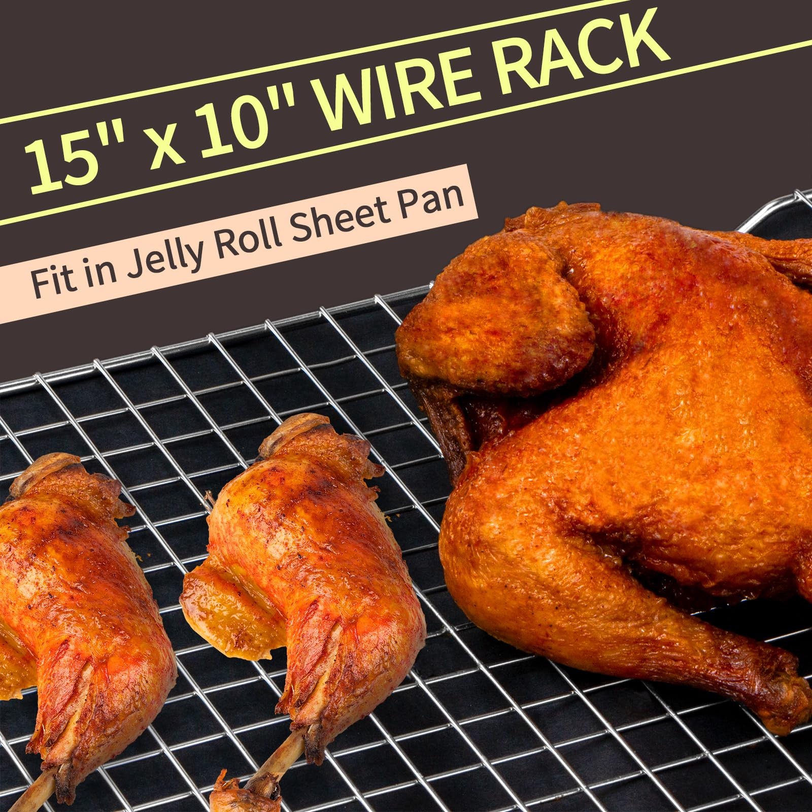 2PCS Cooling Racks For Cooking Baking 15×10 Stainless Steel Oven Wire Sheet Pan