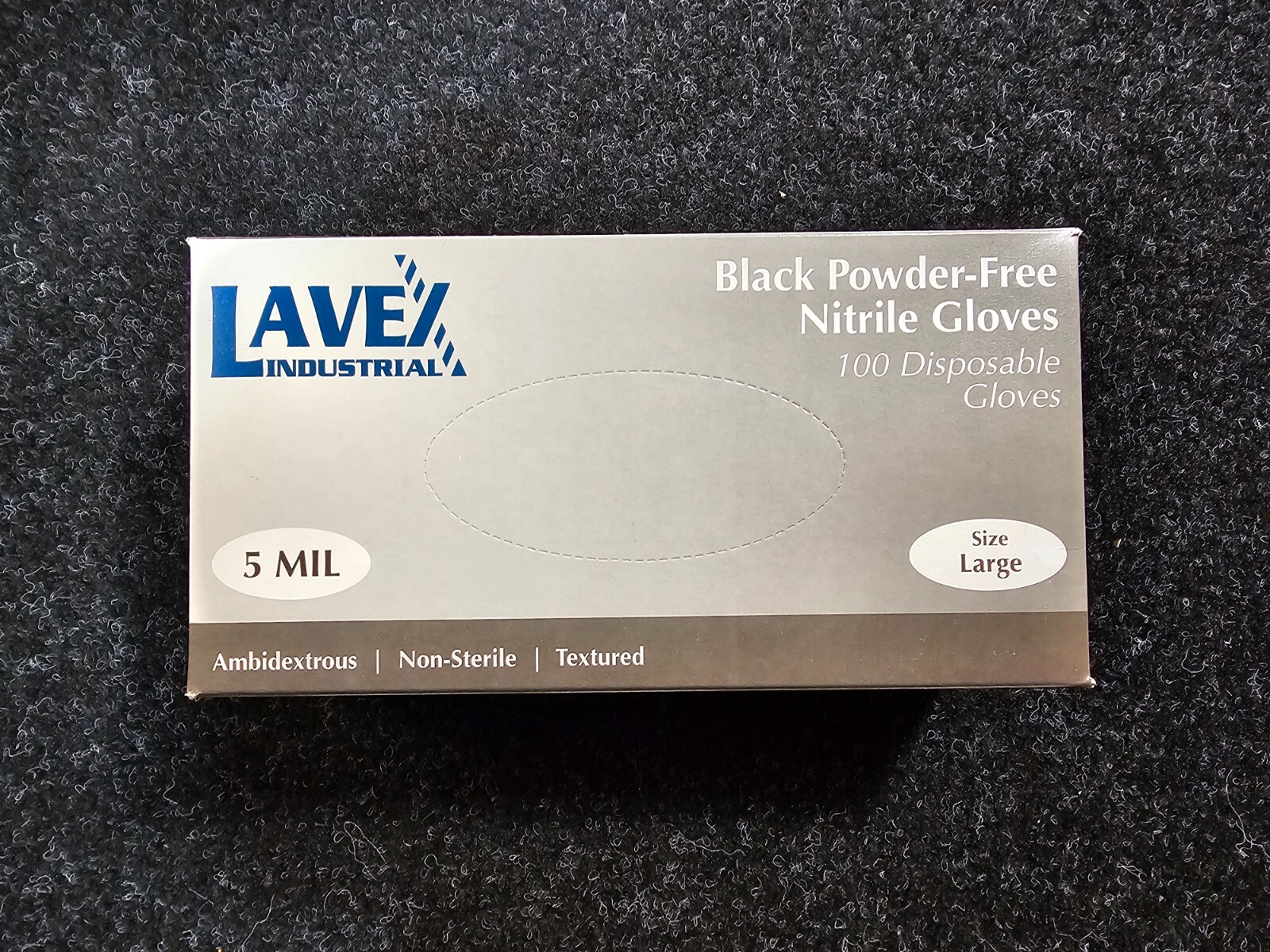 (QTY 1000) Lavex 3941084L Large Black Nitrile 5mil Gloves Powder & Latex Free