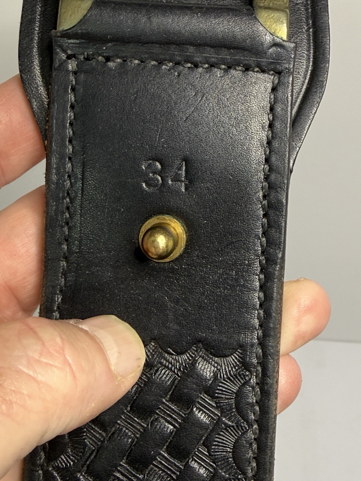 Vintage Smith & Wesson Black Leather Basketweave Duty Belt Size 34 / 42″ Inches