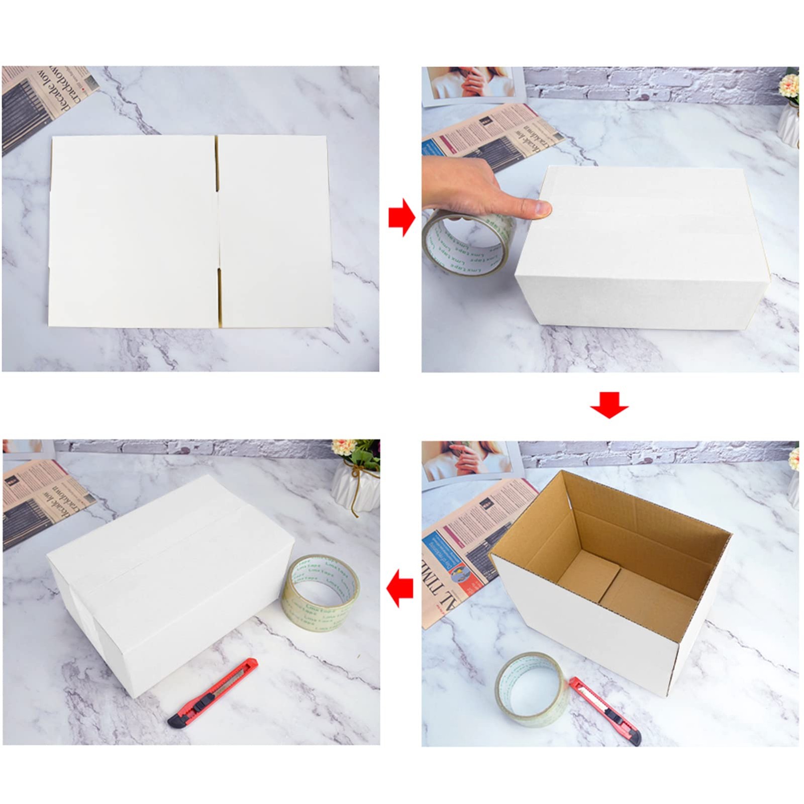 8x6x4 Shipping Boxes Set of 25, White Corrugated Cardboard Box for Mailing Pa…