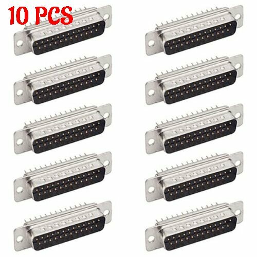 10 Pcs Pack DB25 25 Pin Male D-SUB Solder Cup Connector Adapter Plug Assembly