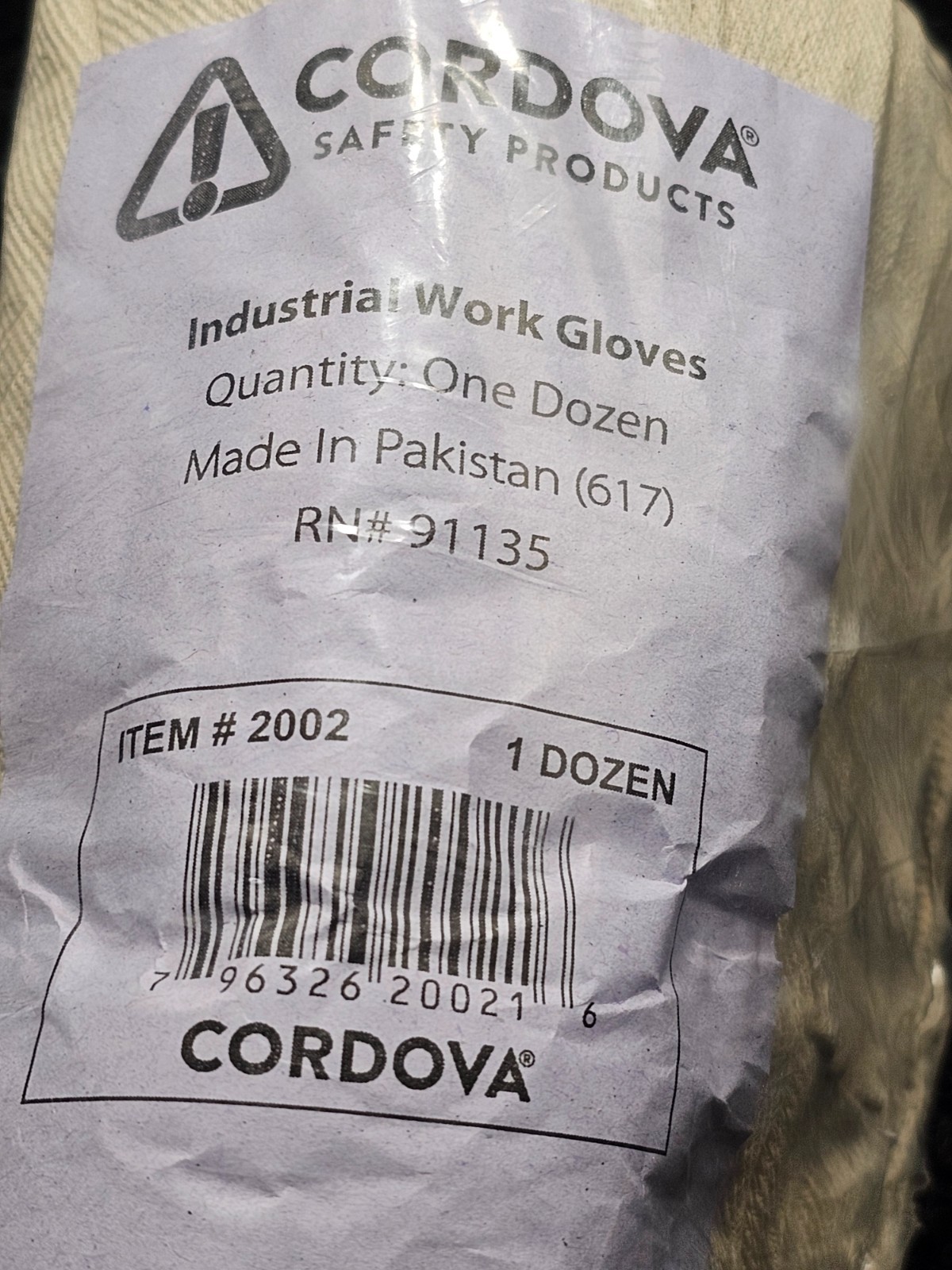 (QTY 150 PAIRS) Cordova Safety Products 2002 Canvas, Knit Wrist, 8 oz, Ladies