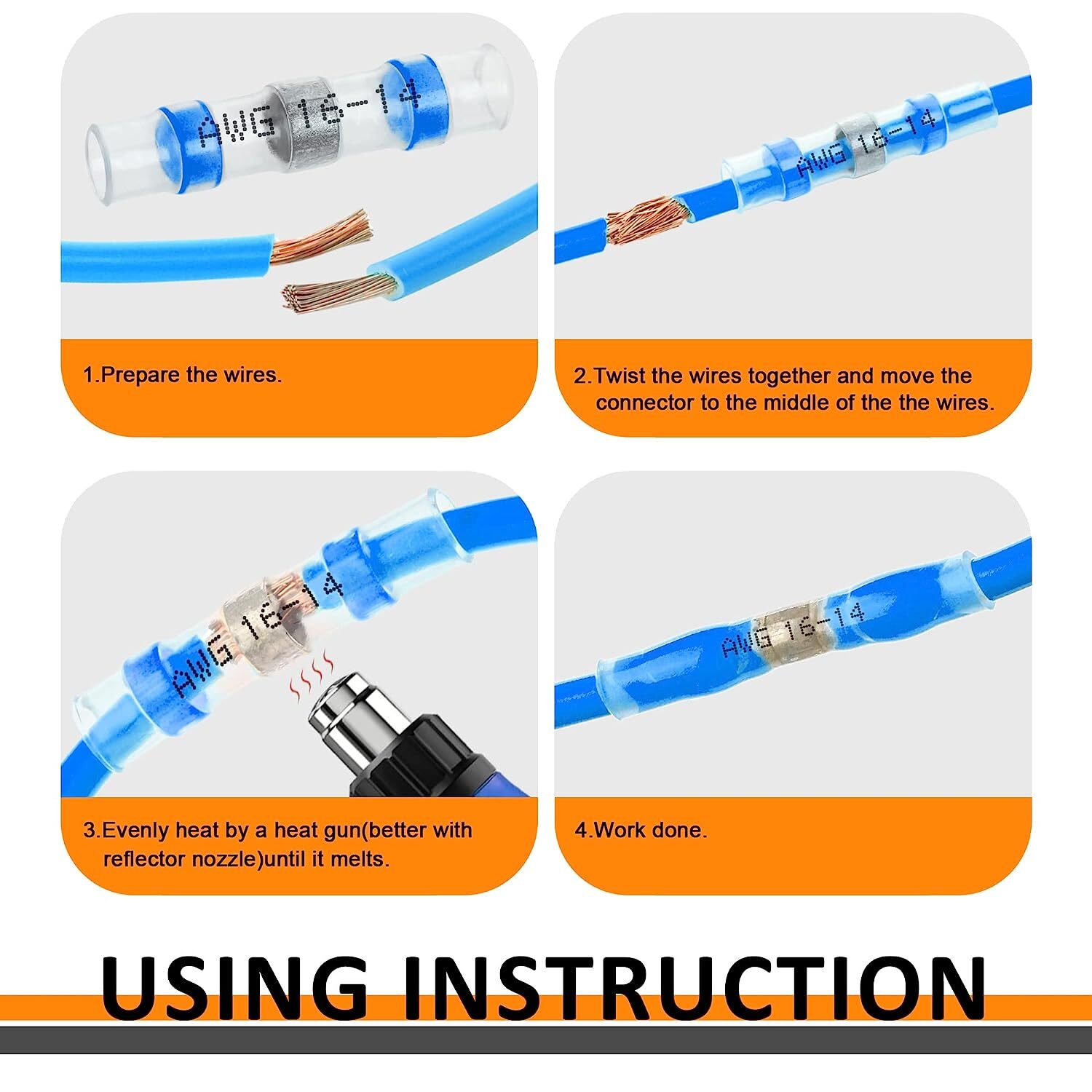 340PCS Solder Seal Sleeve Heat Shrink Wire Connectors Waterproof Terminals kits