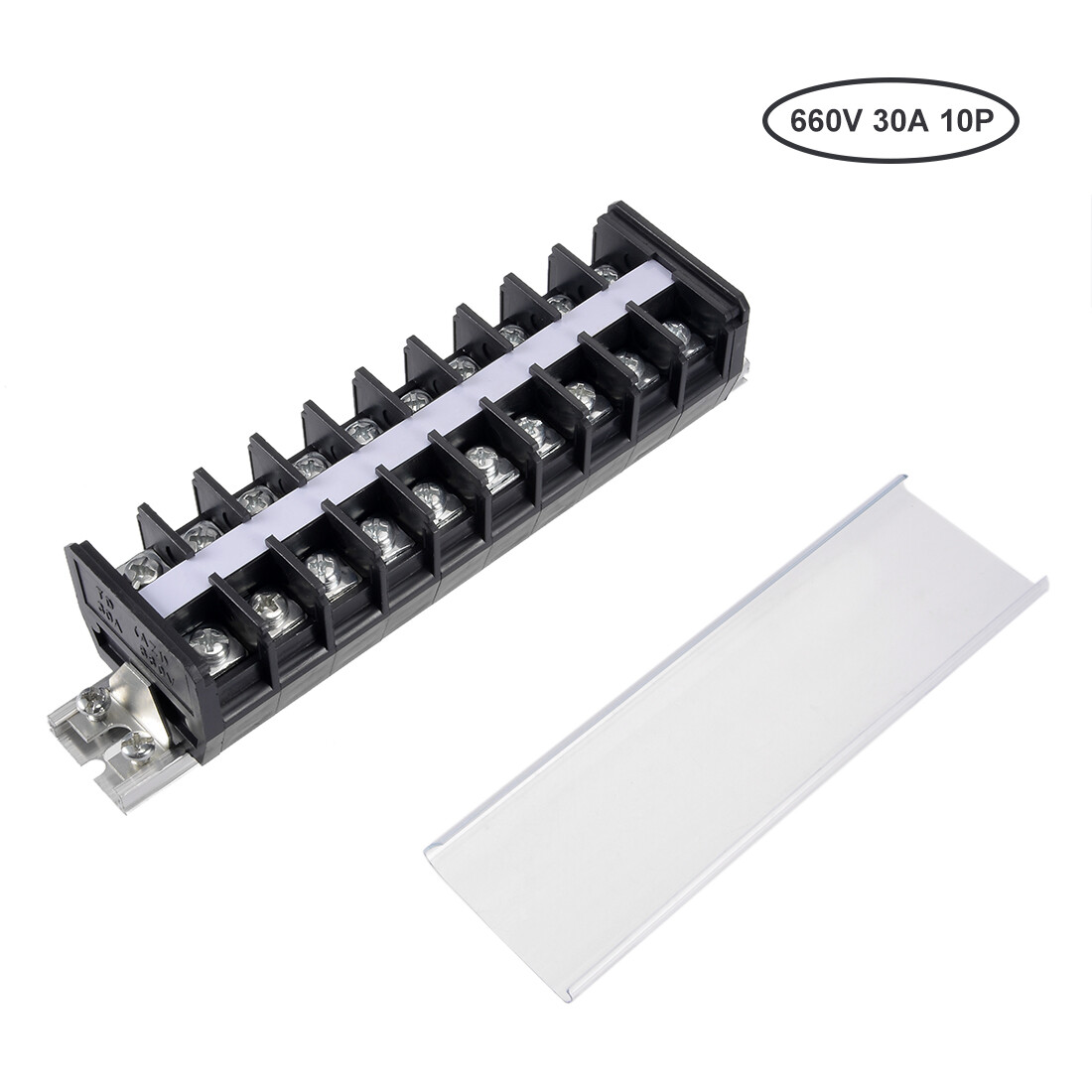 Barrier Terminal Strip Block 660V 30A Dual Rows 10P DIN Rail Base Connector