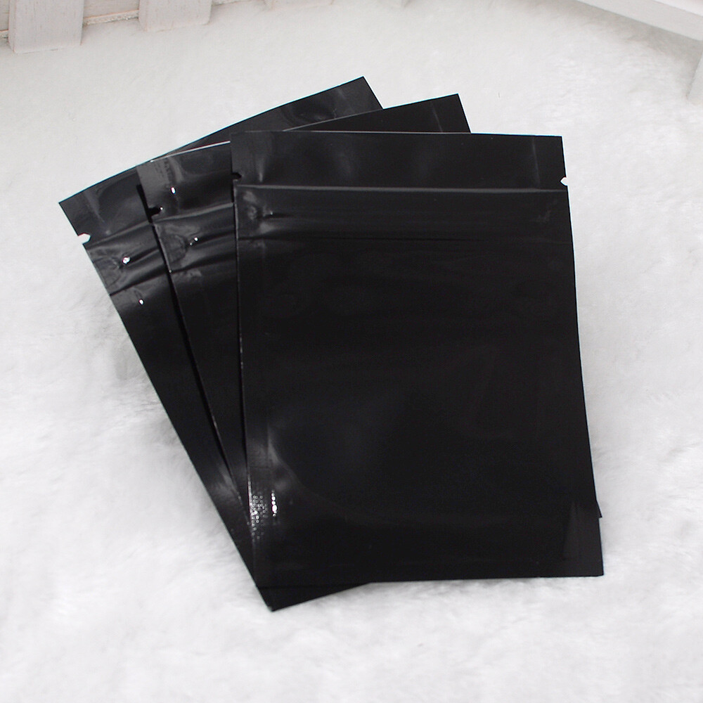 100 Black Mylar Foil Resealable Smell Proof Bags Repacking Flat Food Pouch 3×4″