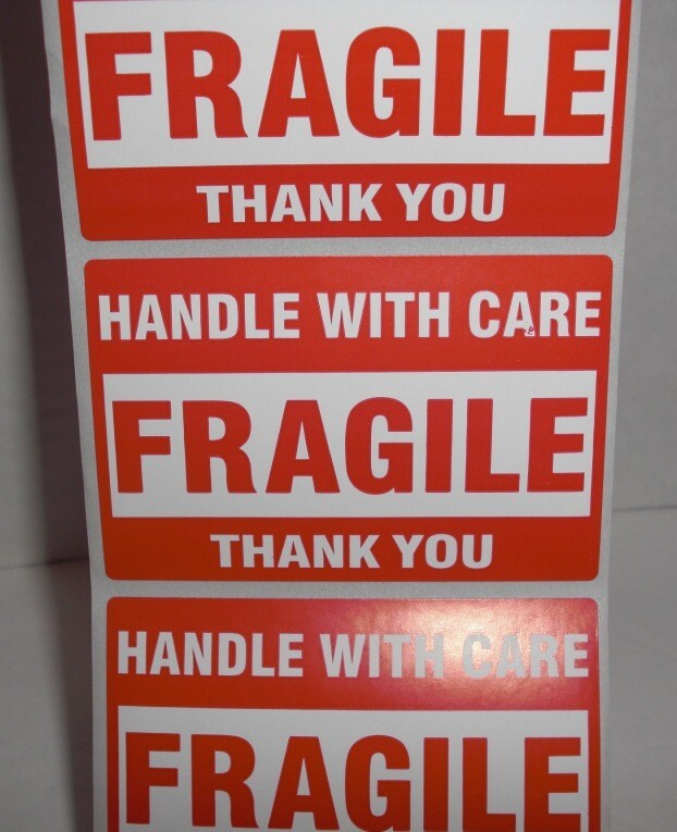 50 Fragile Handle With Care 2×3 Stickers Packaging Safety Mailing Labels -*LOOK*
