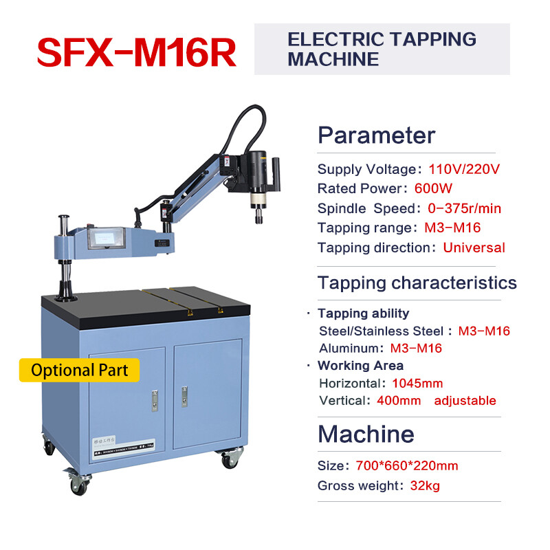 USED SFX US Stock Electric Tapping Machine Arm Tapper M3-M16 9PCS ANSI Collets