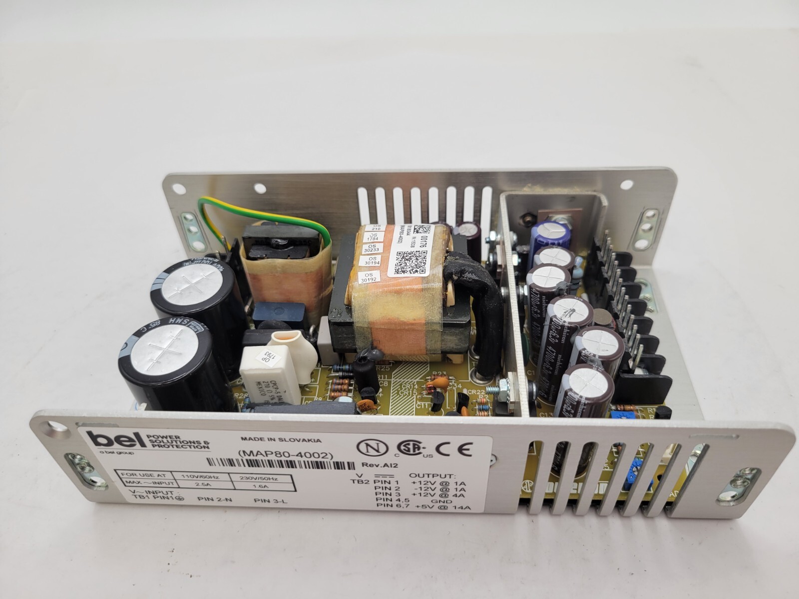 BEL MAP80-4002 Switching Power Supply In: 110/230V Out: 5/12V 80W Quad Output