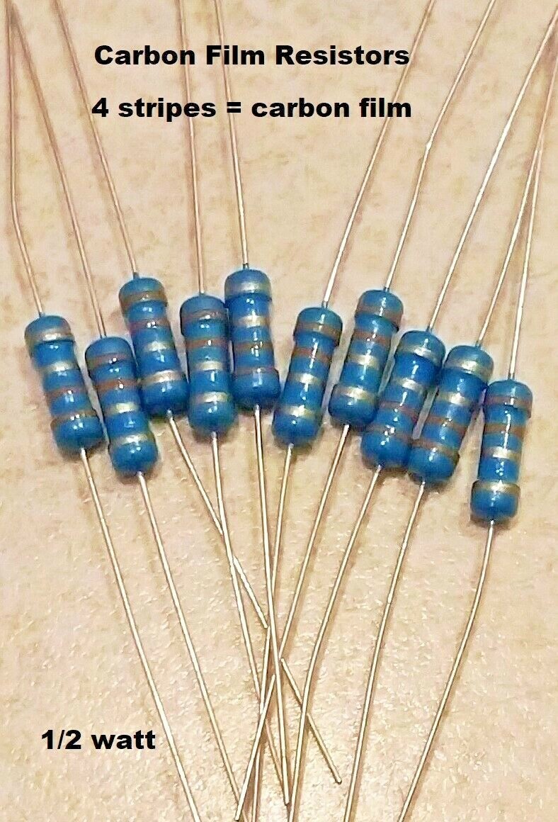 1/2Watt BLUE Carbon Film Resistors 5% You get 10 resistors -you pick the Value