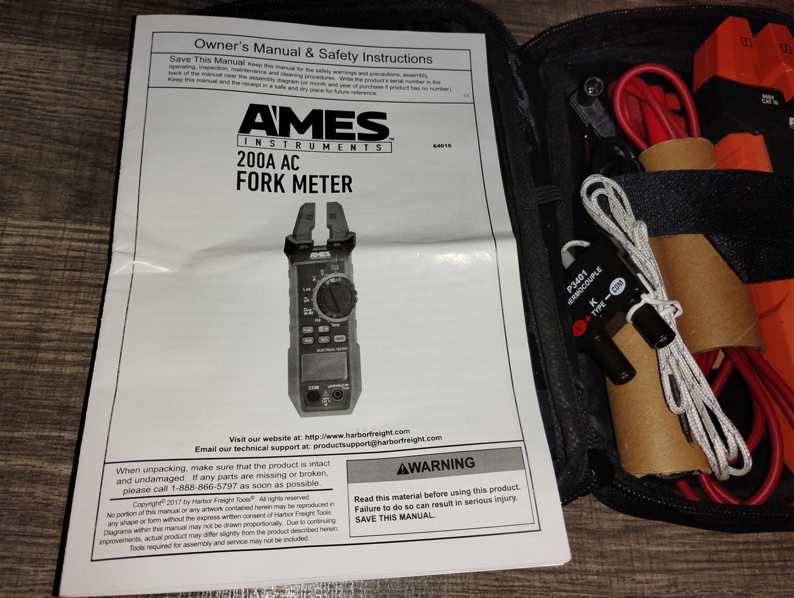 Ames Instruments Model 200A AC Digital Fork Meter Works With Probes & Case Clamp