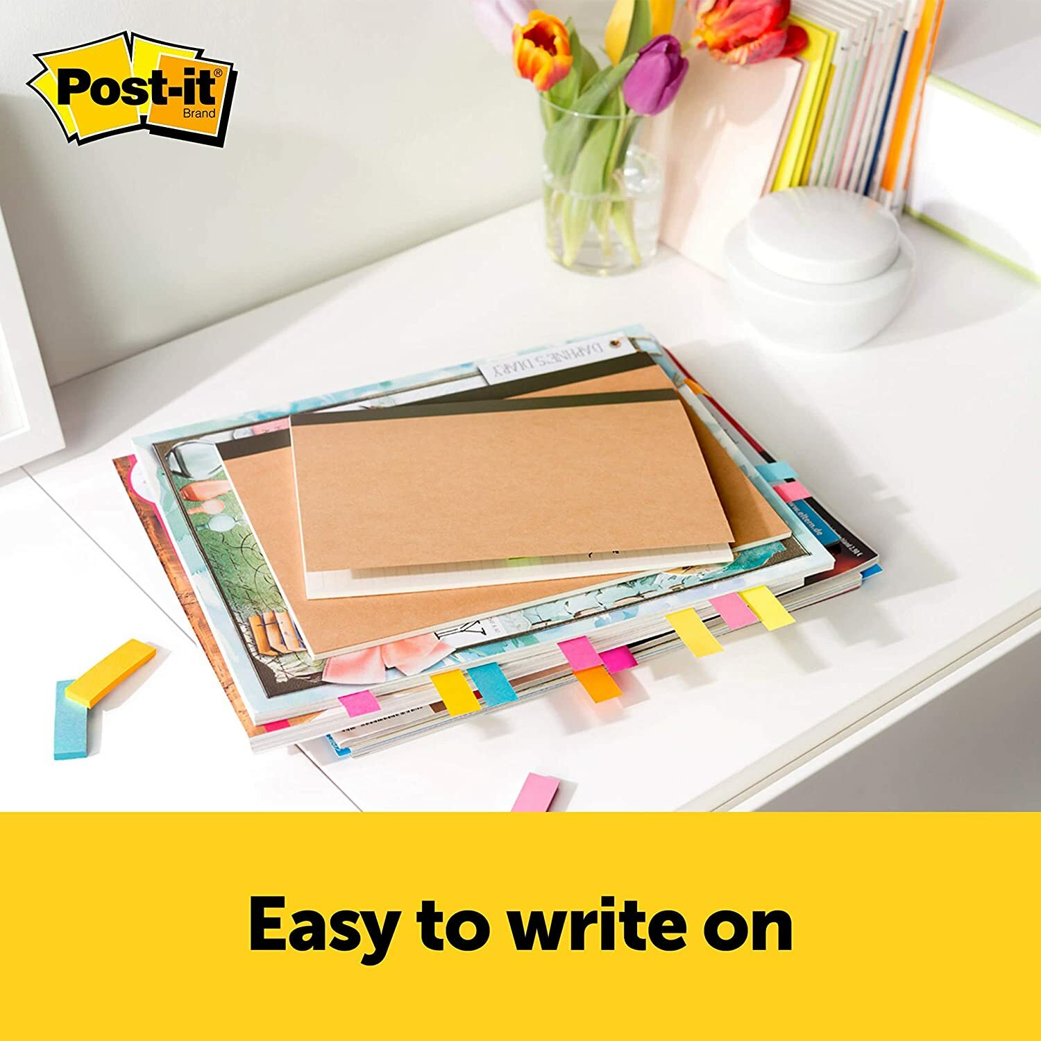Post-it Page Markers, Assorted Colors, 1/2 in x 2 in, 50 Sheets/Pad 5 Pads/Pack