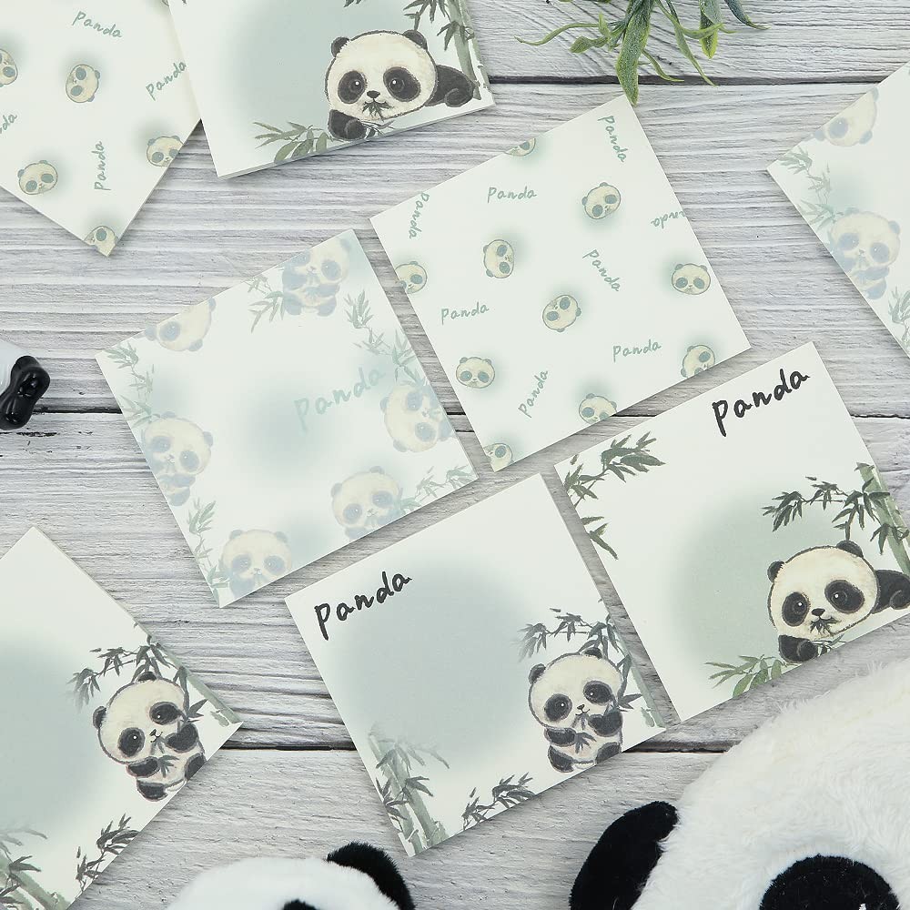 8 Pack Cute Panda Sticky Note,400 Small, Blackish Green, Black and White