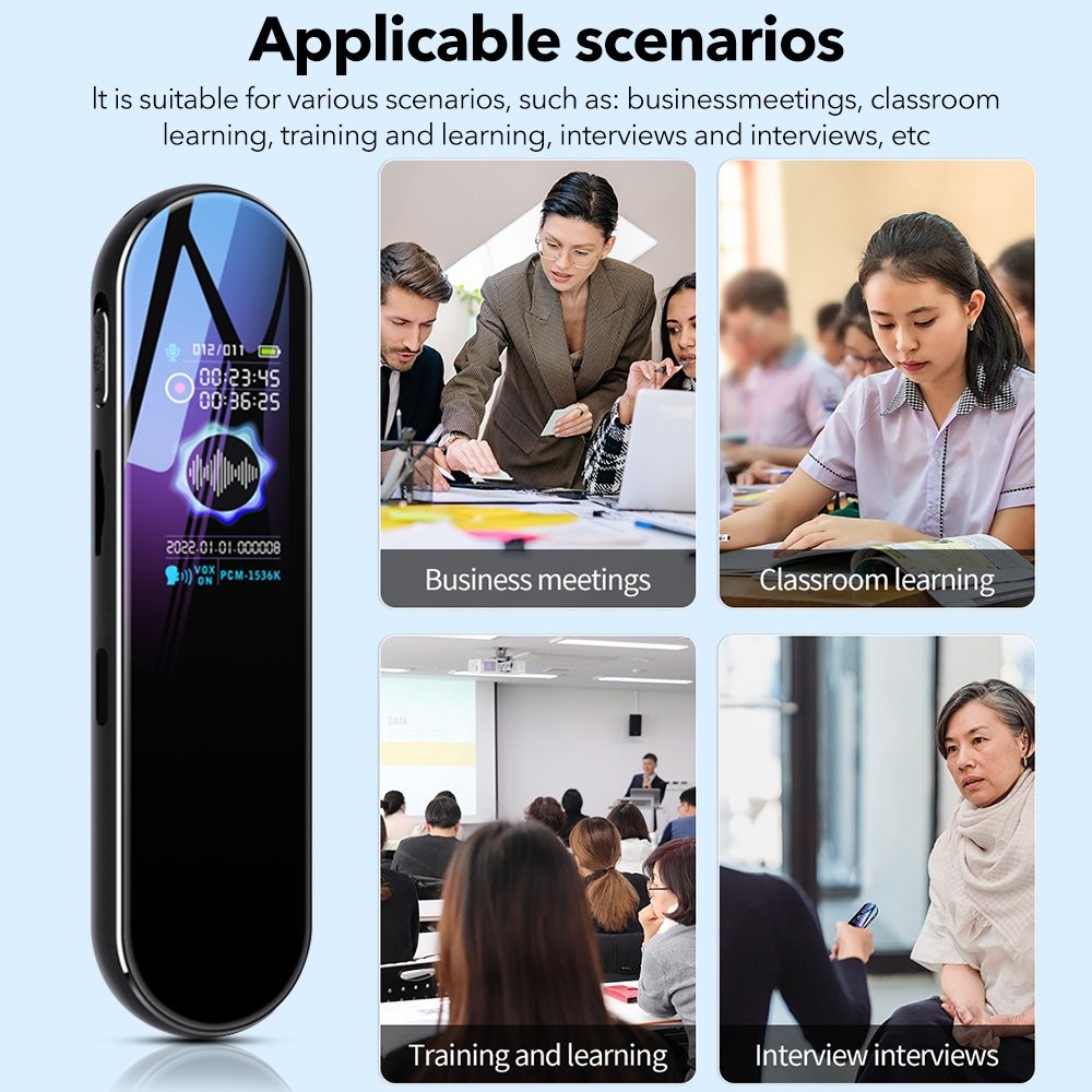 Digital Voice Recorder Mini Dictaphone Lecture Meeting Audio MP3 Player 1536Kbps