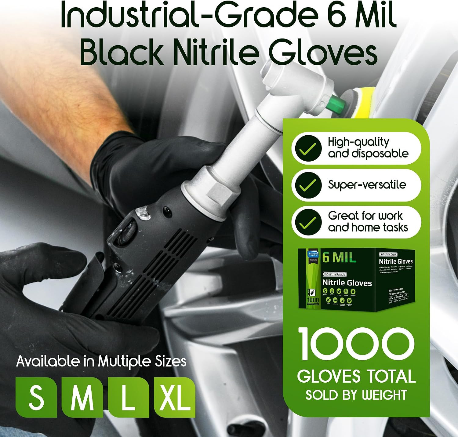 Black Nitrile Gloves HEAVY DUTY 6 Mil Nitrile Chemical Resistant Medical Cooking