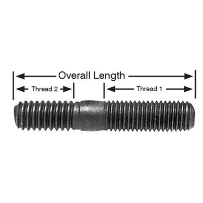 5/16″-24 x 1″ & 5/16″-18 USS Double-End Studs | 2″ Overall Length | Gr 8 | Q 10