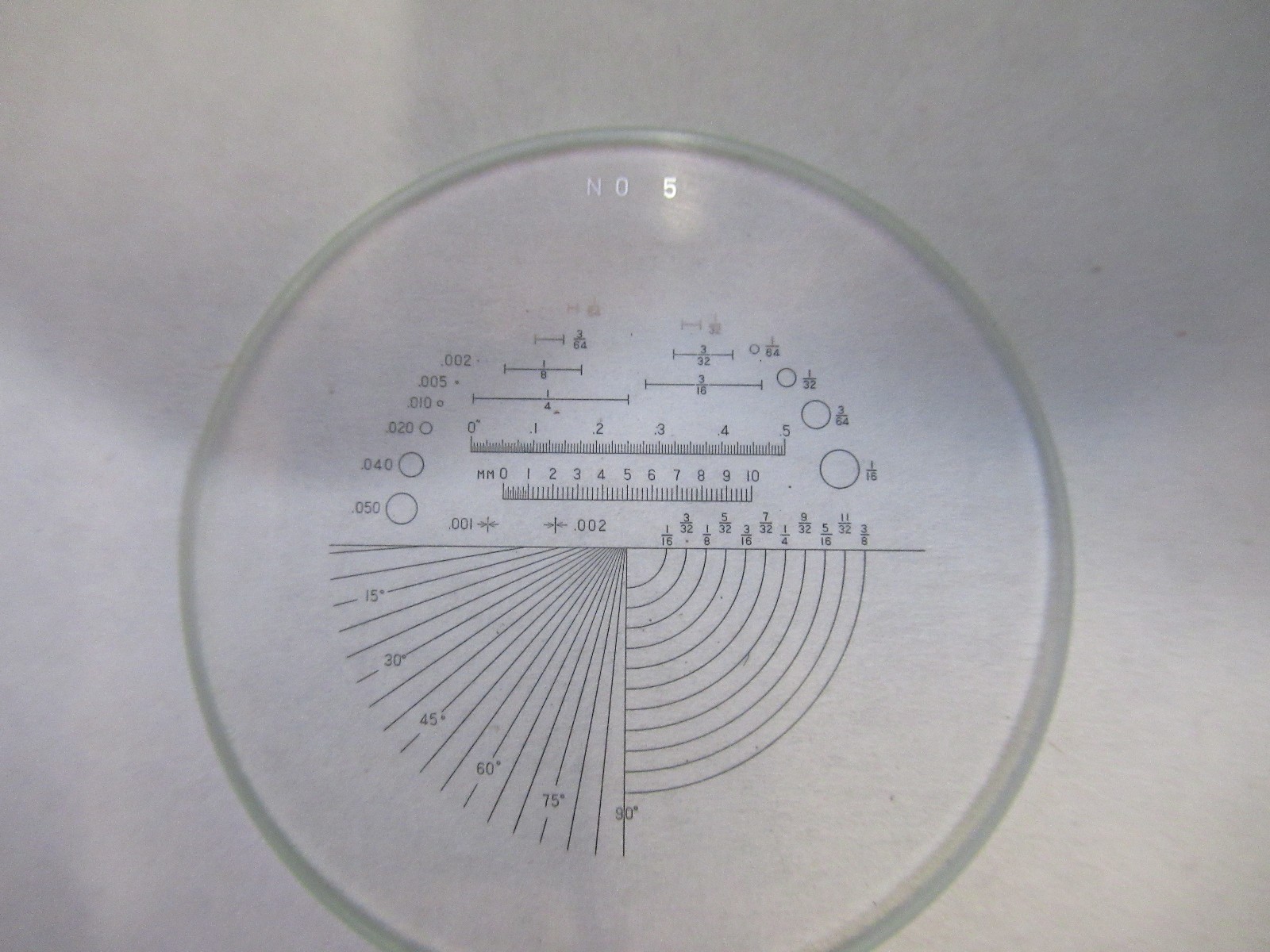 OPTICAL GLASS RETICLE No 5 PATTERN MICROSCOPE PART AS PICTURED U8-A-54