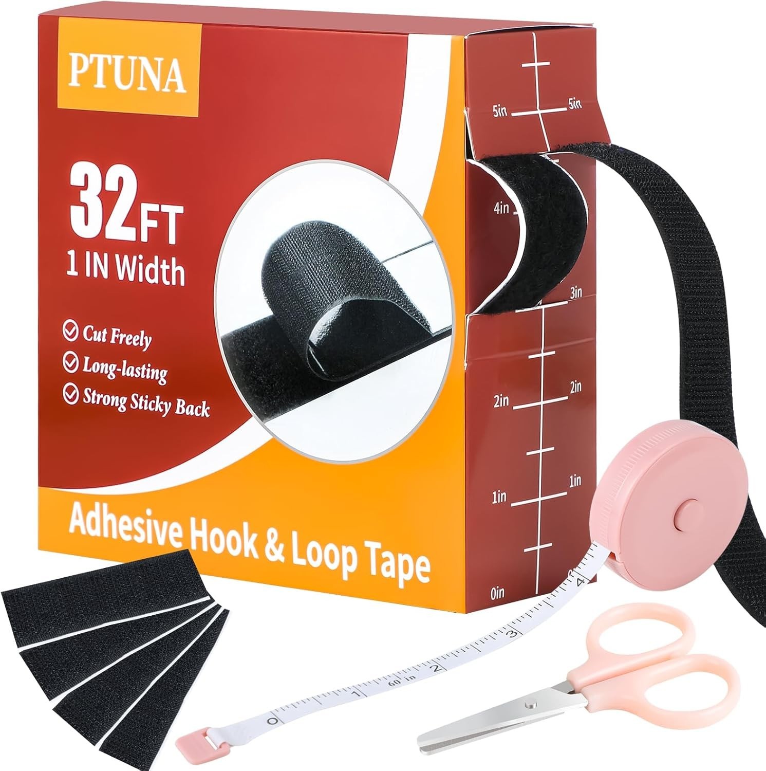 32Ft *1 inch Strong Sticky Back Heavy Duty Hook and Loop Tape Adhesive