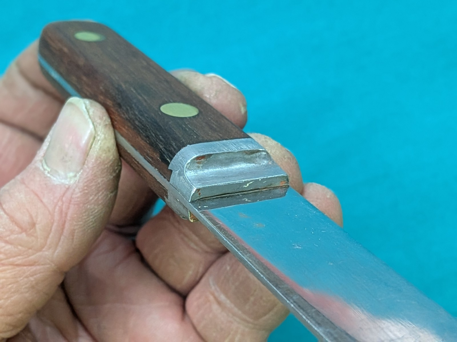 Vintage KERR MFG. Co. Dental Plaster Spatula? Stainless Steel w/ Hardwood Scales