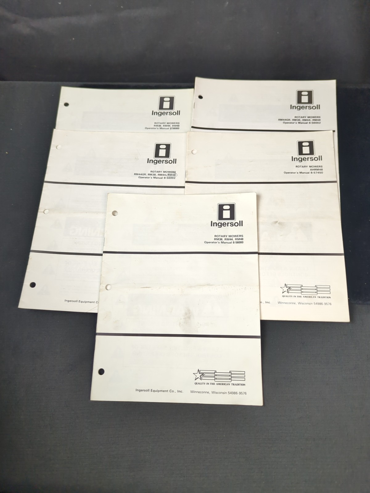 Vintage Ingersoll Rotary Mowers Operator’s Manuals RM38 44 48