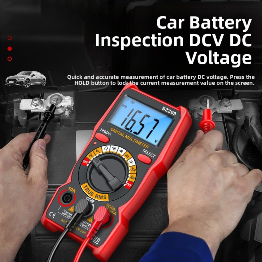 Digital Multimeter with Backlight and Auto Power Off for AC DC Voltage Current