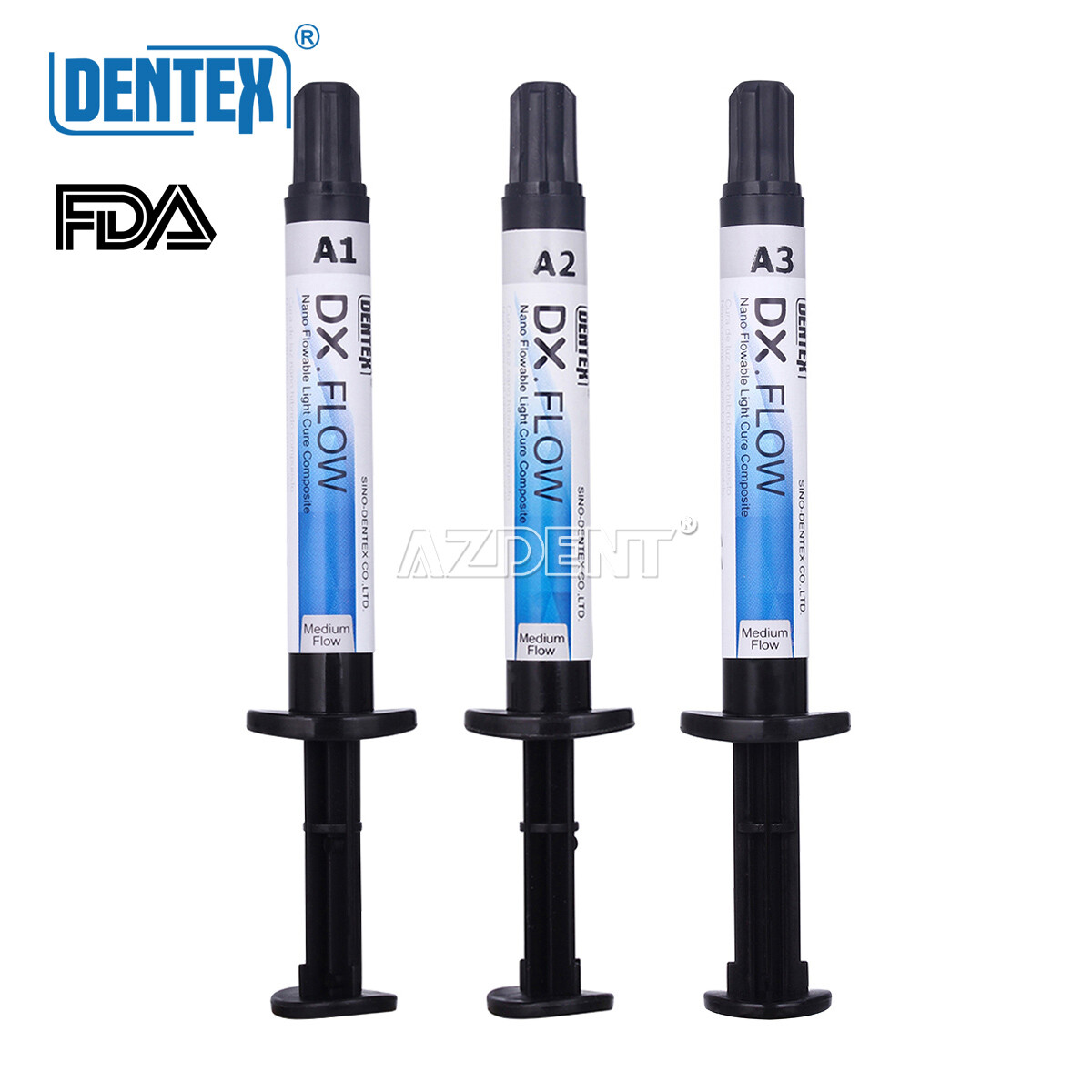 Dentex Dental Flowable Light Cure Composite Resin Medium/Low Flow A1 A2 A3