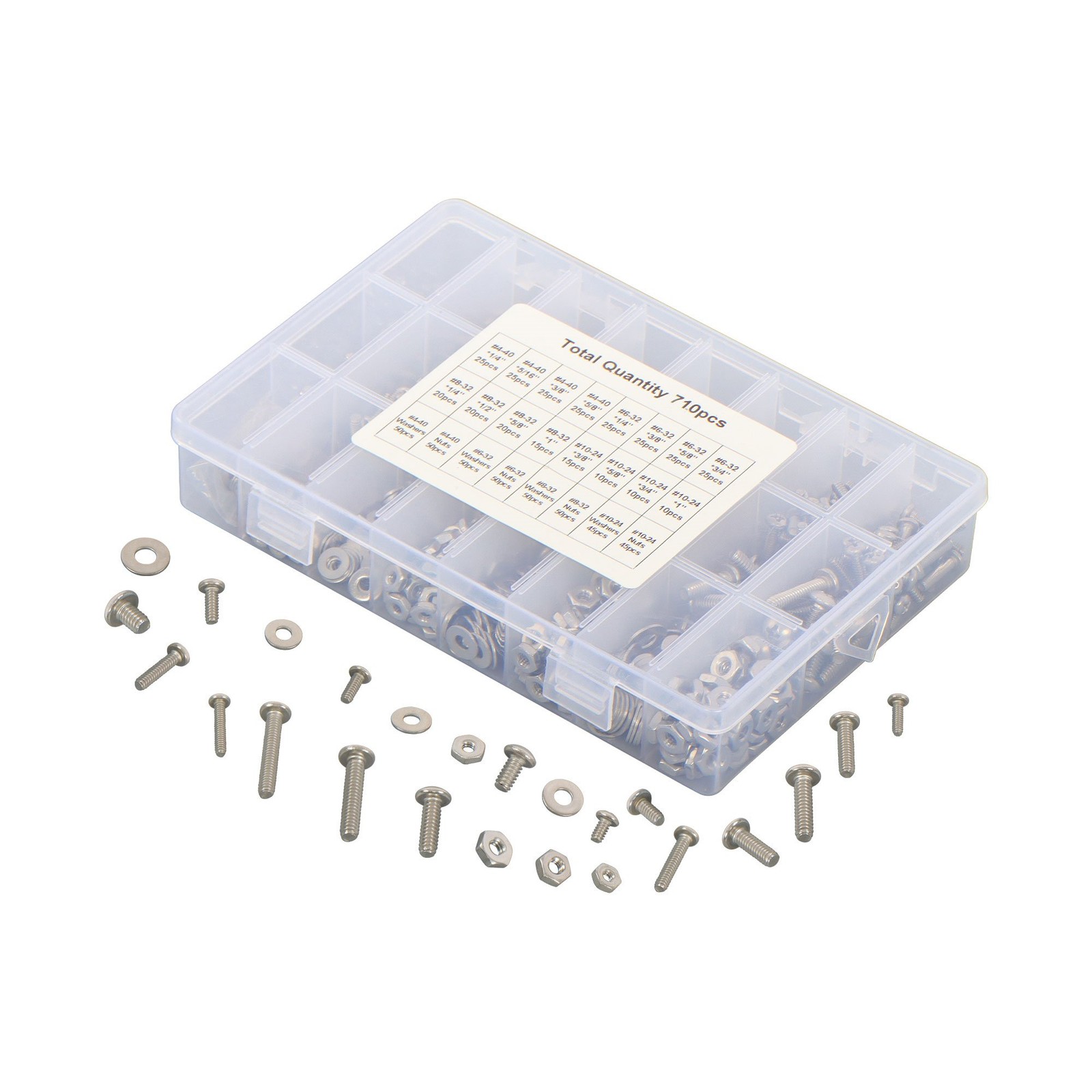 710pieces Machine Screw Assortment Assorted Nuts Bolts and Flat Washers Kit