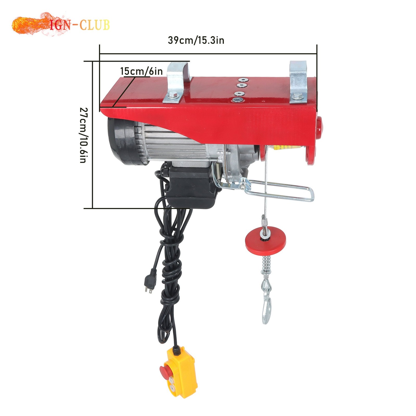 PA600 Mini Hoist 1320lbs/600kg – 4.2m Lift 1200W with Wired Remote Control