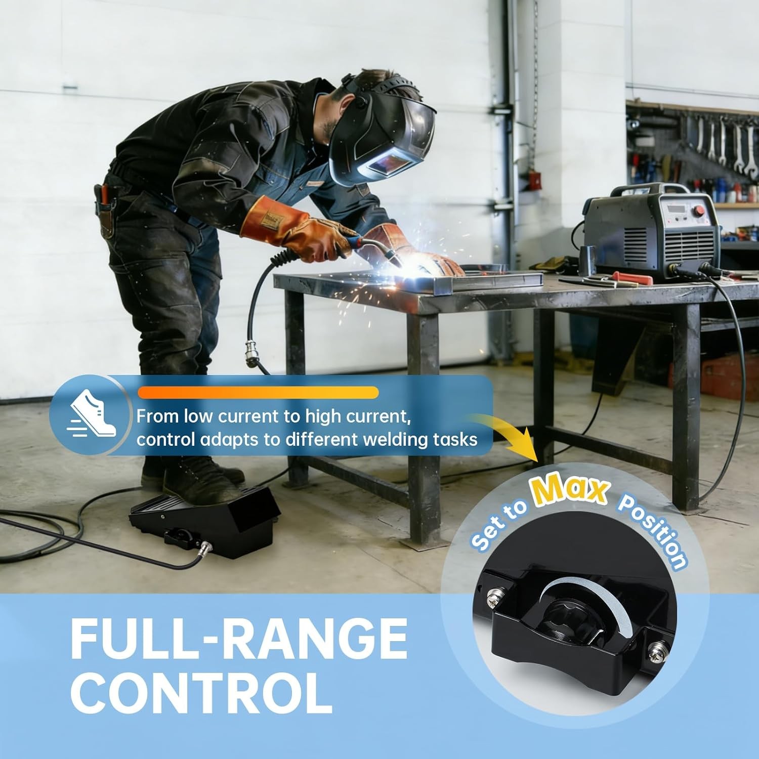 TIG 5-Pin Welding Foot Pedal, Compatible with TIG-200P ACDC TIG-205P YWT-200DC,