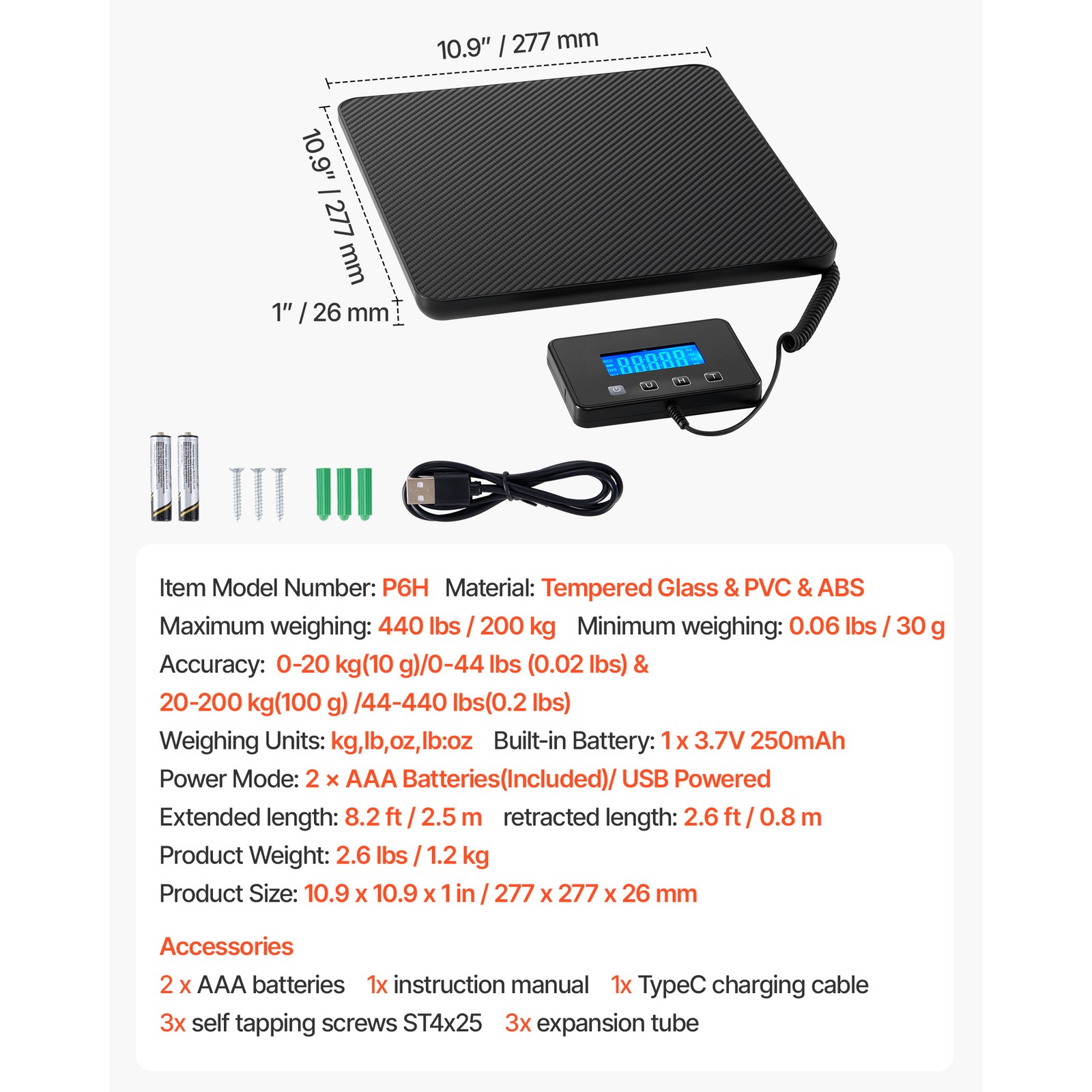 Uimoso 440 lbs Digital Shipping Scale with Dual Precision for Postal and Freight