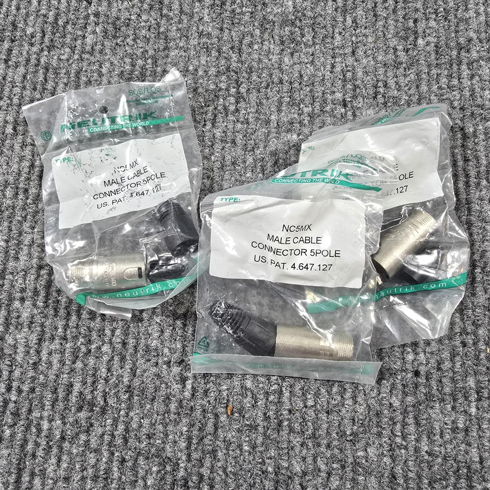 Neutrik NC5MX Male Cable Connector 5 Pole Lot of 3 New Sealed Audio XLR Plugs