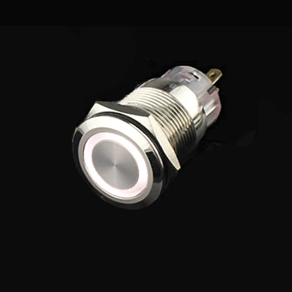 19mm 12V Momentary Push Button Switch Waterproof Led Light IP67 Stainless Steel