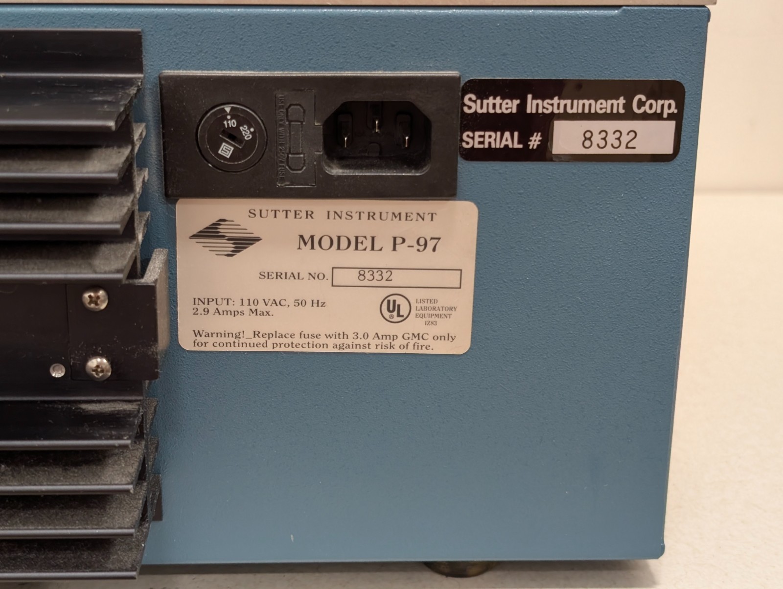 Sutter Instrument Model P-97 Flaming/Brown Micropipette Puller UNTESTED NO CORD