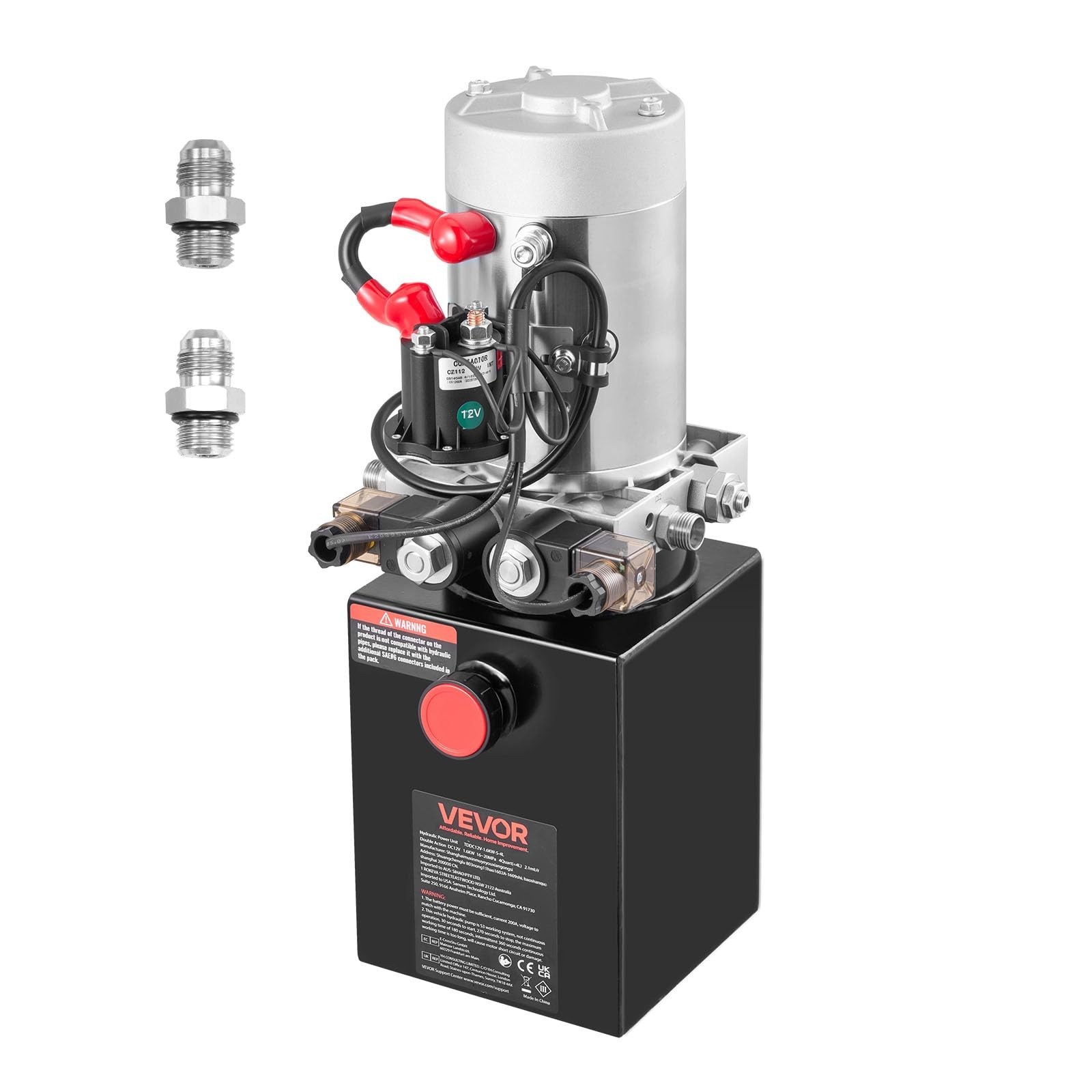 VEVOR 12V Hydraulic Power Unit Pump, 4 Qt Double Acting Dump Trailer
