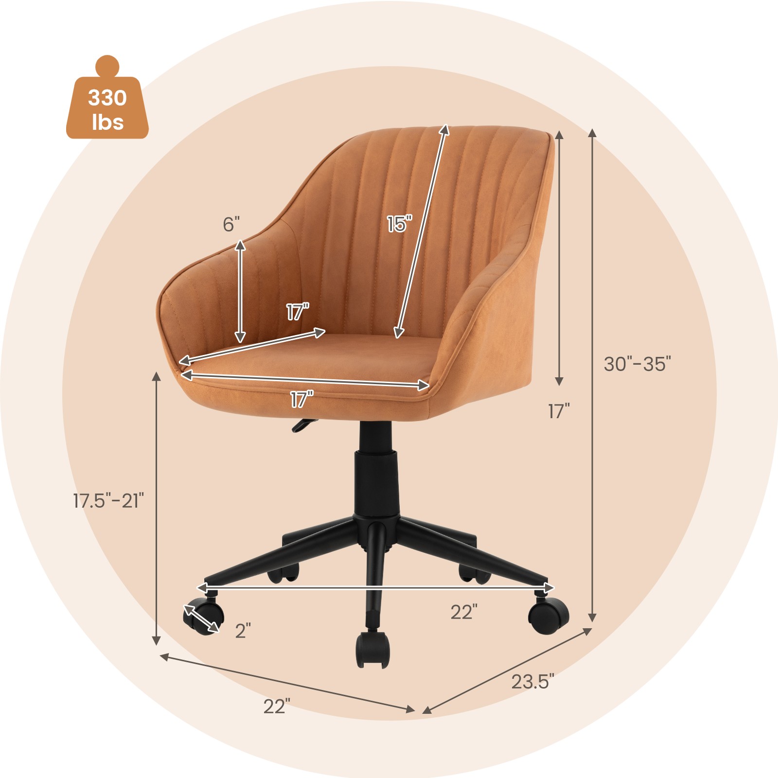 Costway Adjustable Swivel Leisure Desk Chair PU Leathaire Home Office Arm Chair