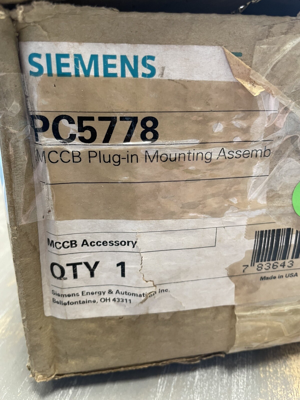 Siemens PC5778 MCCB Plug-In Mounting Assembly