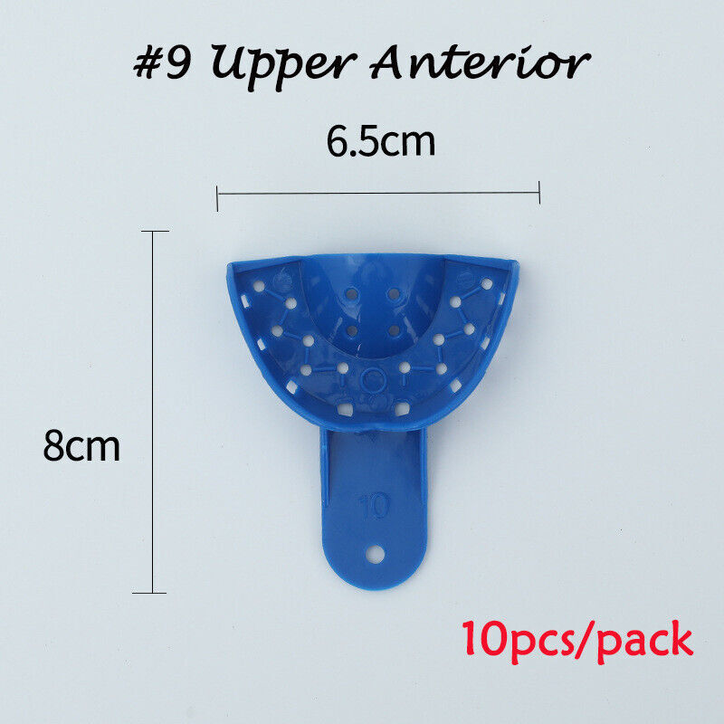 2/10Pcs Dental Plastic-Steel Impression Trays Blue Materials Upper+Lower L M S