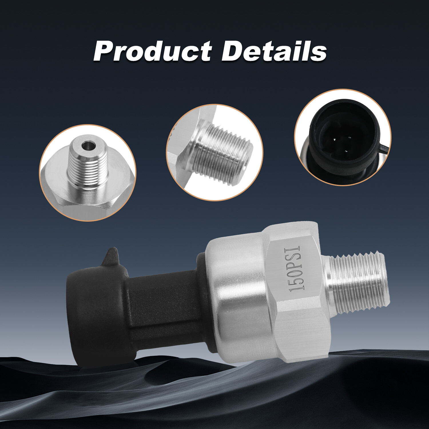 150PSI DC 5V Pressure Transducer w/ Harness for Water Oil Fuel Gas Air