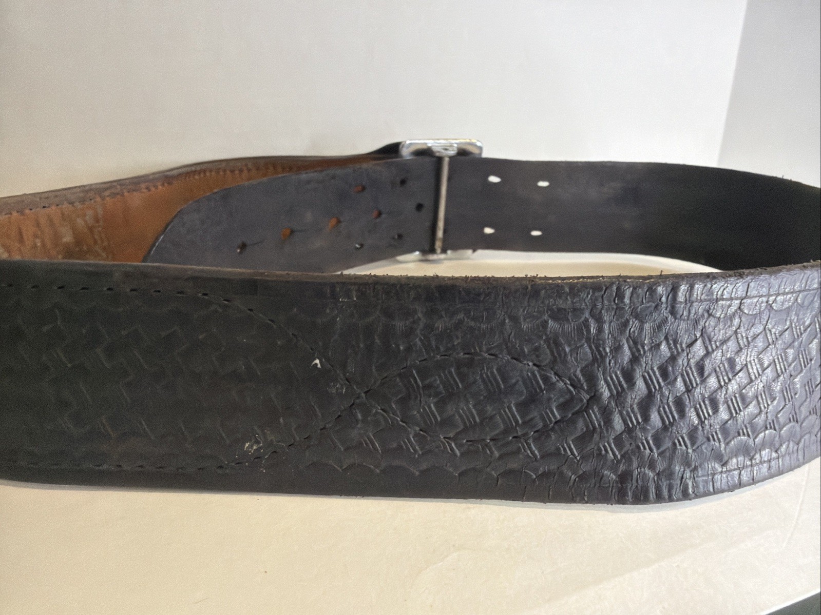 Tex Shoemaker & Sons Basketweave Leather Duty Belt 40” Holster Gun Belt + Buckle