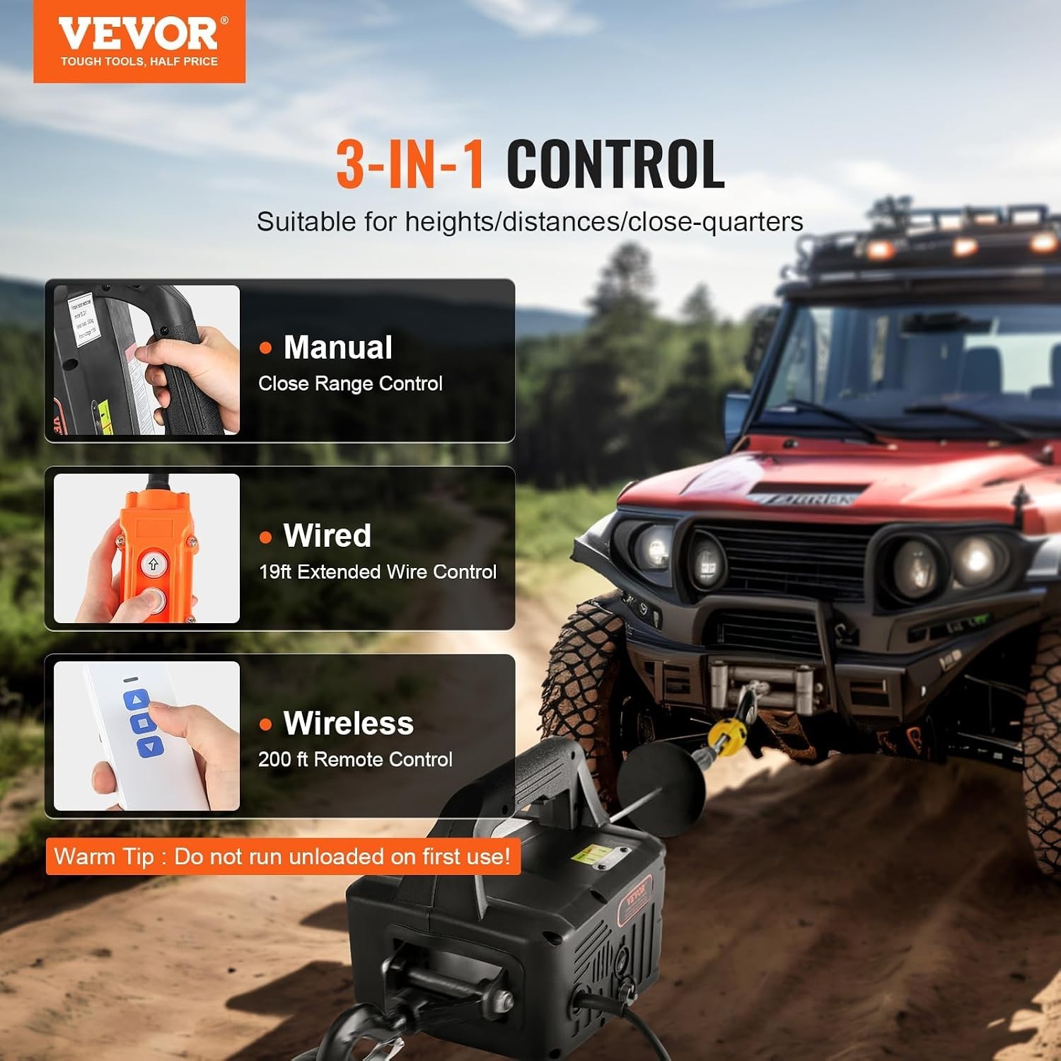 1500W 3-in-1 Electric Hoist Winch – 1100 lbs Capacity, Wireless & Wired Remote