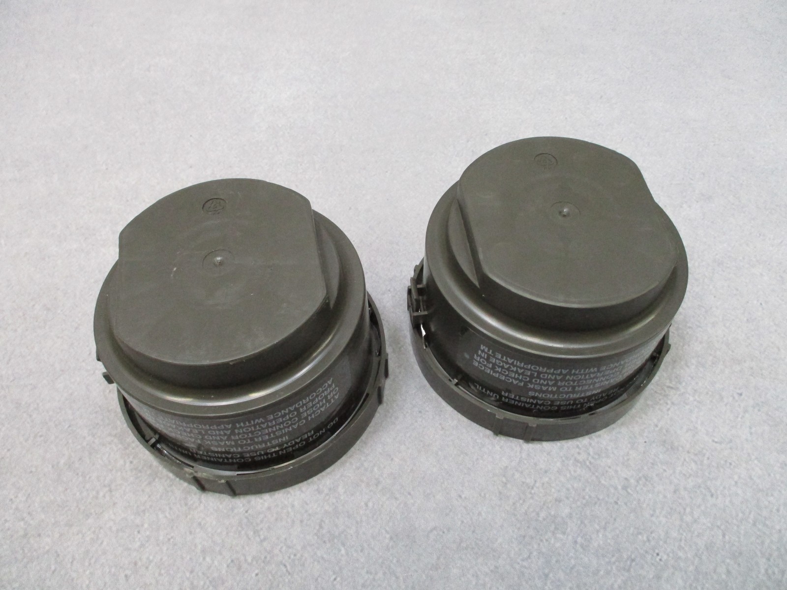 Lot of 2 USGI 40mm Gas Mask Filters C2A1 M40 NATO Threaded Canisters Sealed
