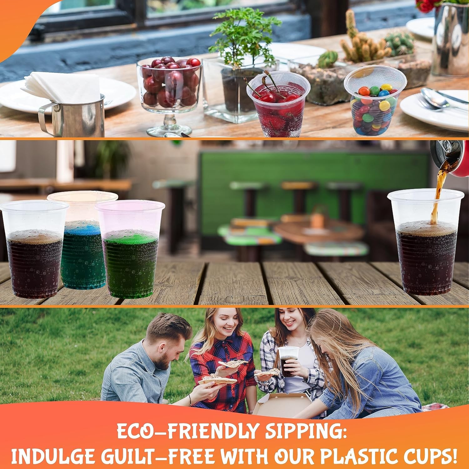 9oz Translucent Thin Wall Plastic Cold Cup- Pack of 100ct