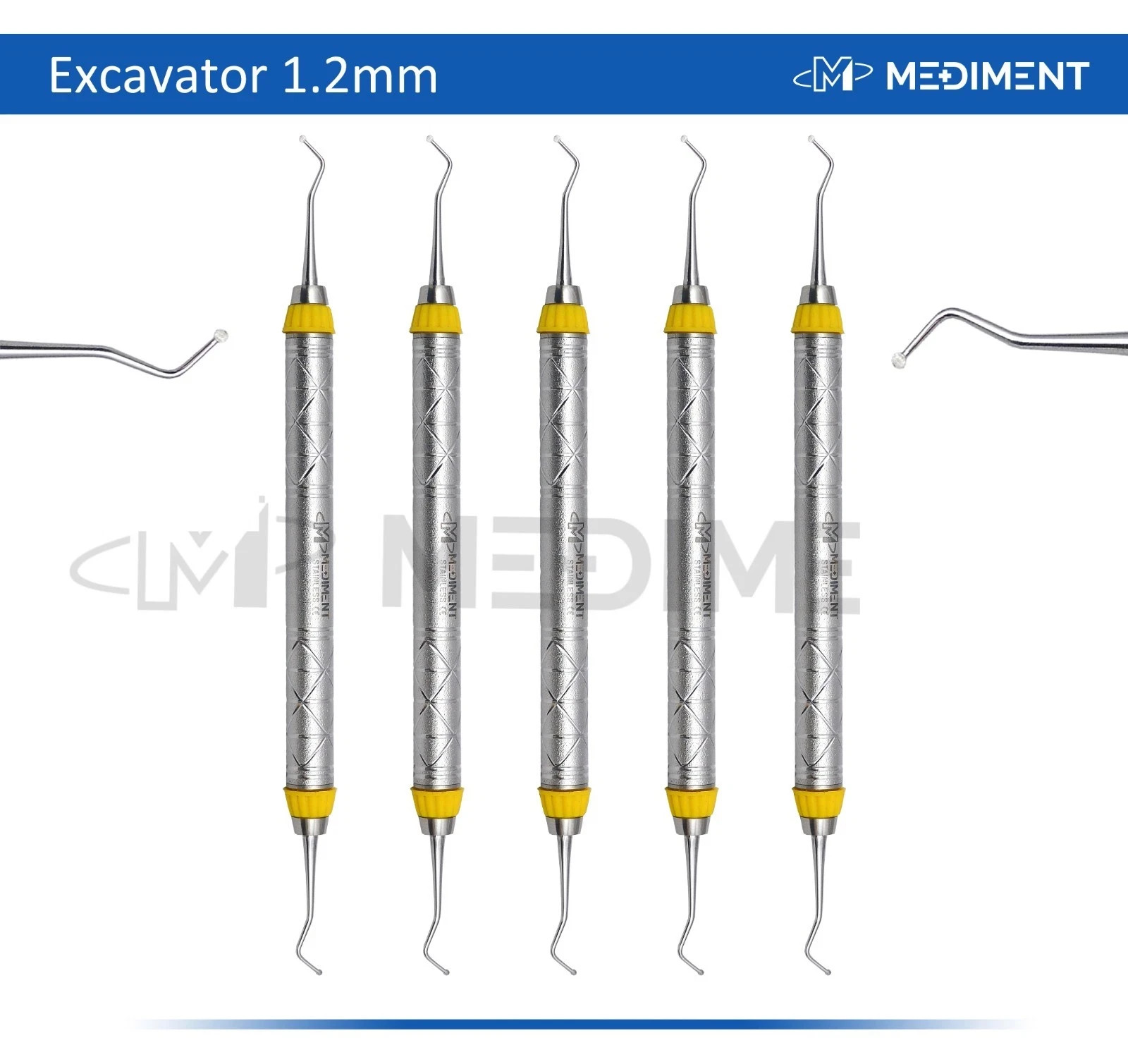 5 PCS OF DENTAL SPOON EXCAVATOR 1.2MM RESTORATIVE INSTRUMENTS STAINLESS CE