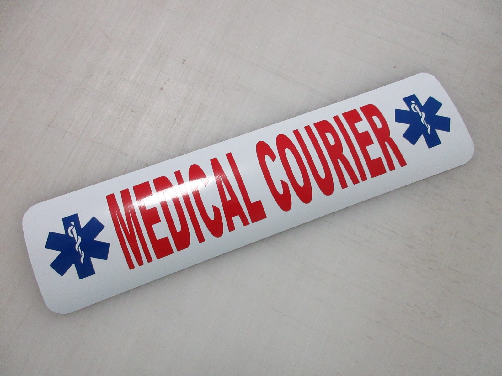 Medical Courier White & Red Blue Vehicle Magnetic Sign 3″x12″ Car Truck Van SUV