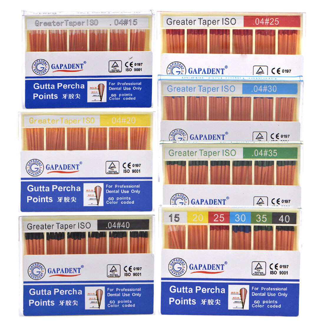 Dental GAPADENT Endodontic Gutta Percha Taper 0.02/0.04/0.06/F1-F3 For Choose