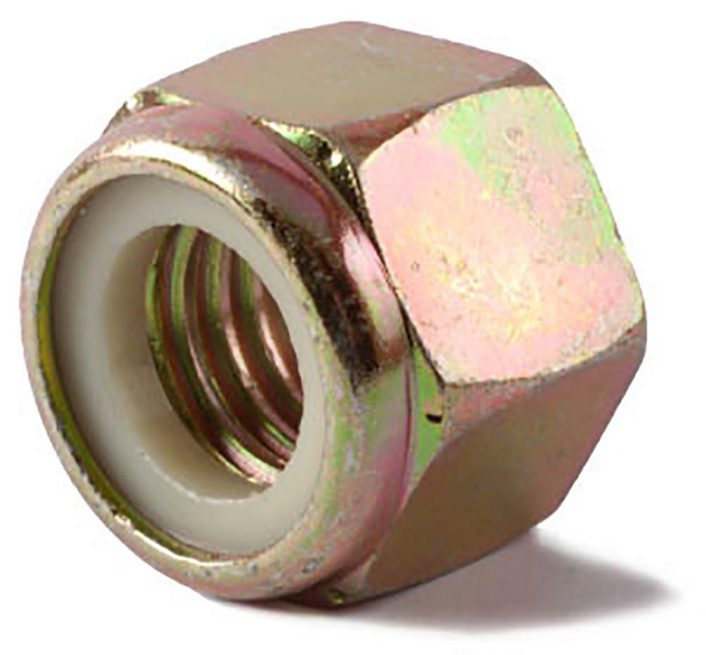 1-8 Coarse Thread Grade 8 Nylon Insert Hex Lock Stop Nut Yellow Zinc 25pc