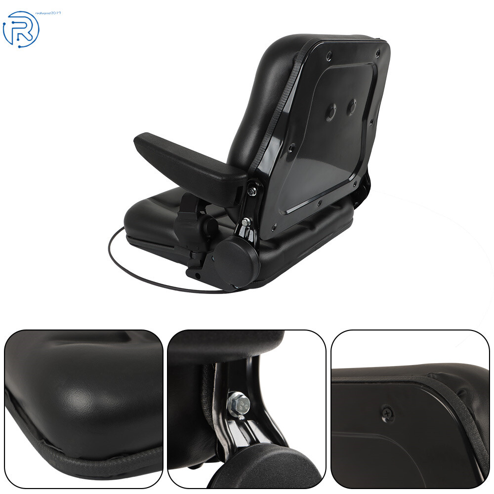 New Universal Tractor Seat Folding & Adjustable Forklift Seat w Seat Switch Belt