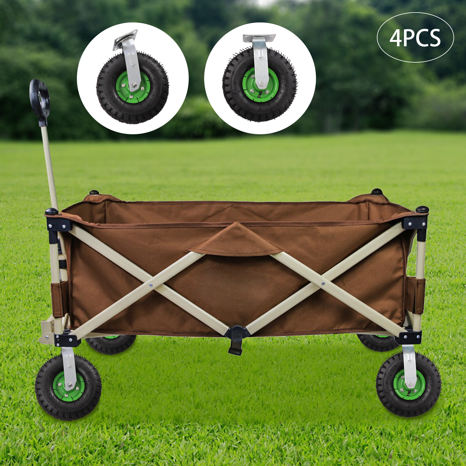 4 Packs 10″in Pneumatic Heavy Duty Air Tire Wheels Swivel Farm Cart Caster