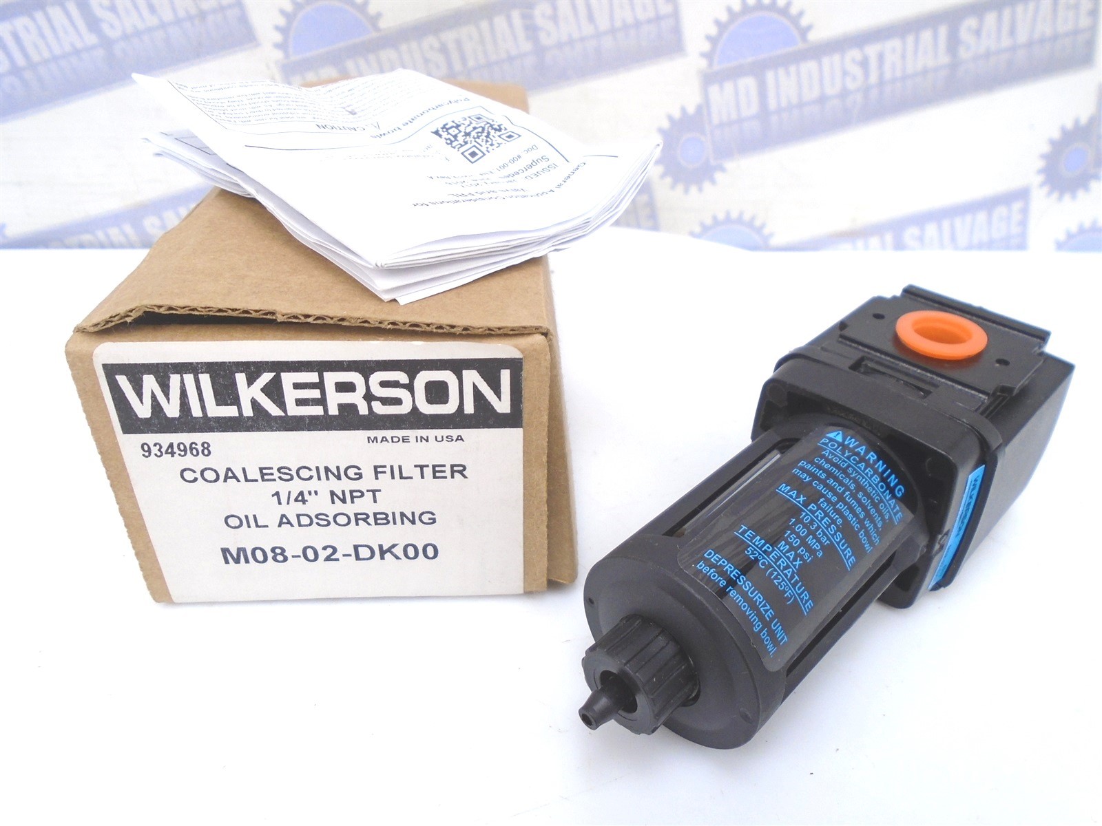 WILKERSON M08-02-DK00 Coalescing FILTER Oil ABSORBING 1/4″NPT 0.003m 125psi NEW