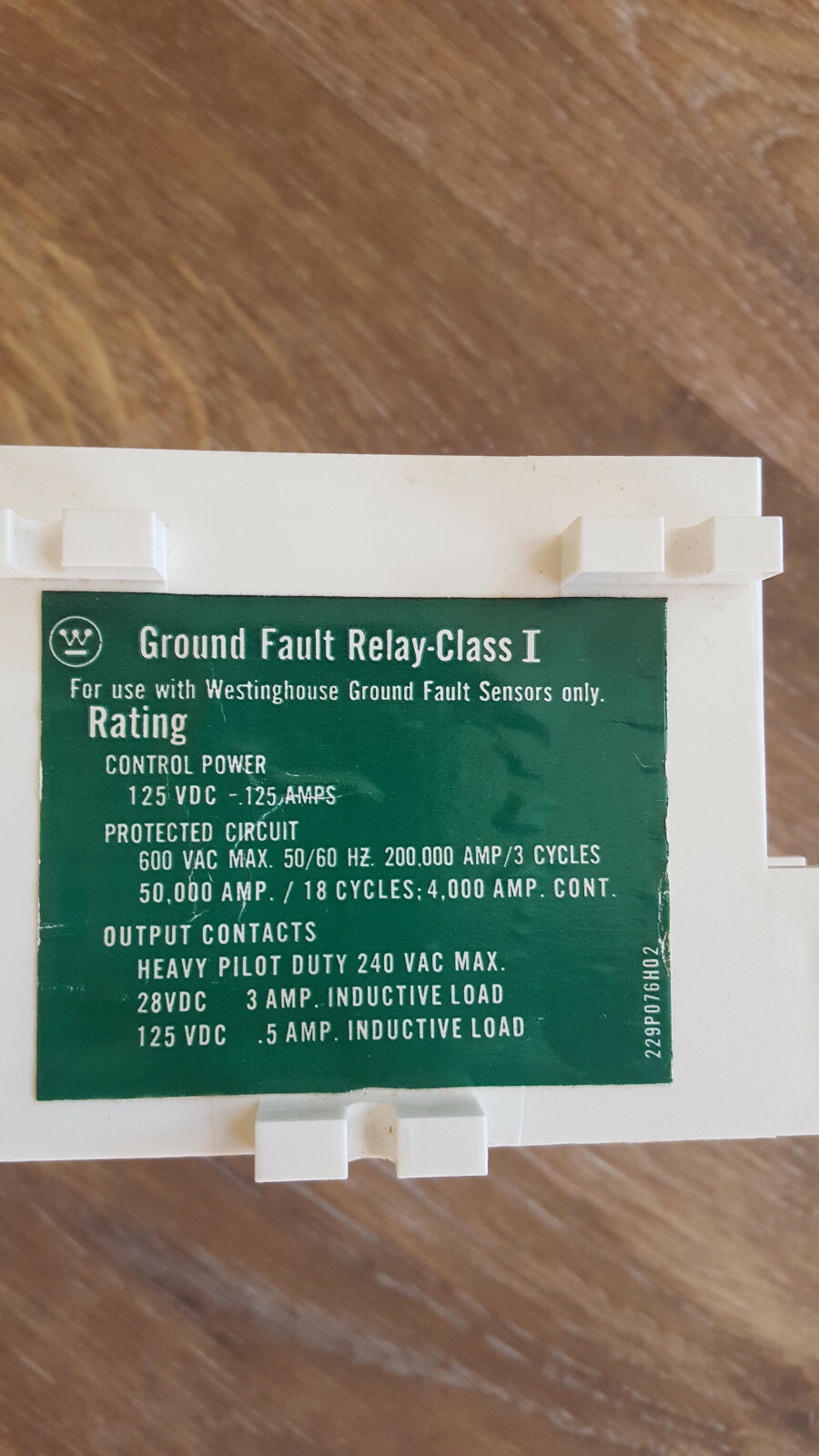Westinghouse 1293C83G05 Ground Fault Relay 255P157H07A 120V 125A