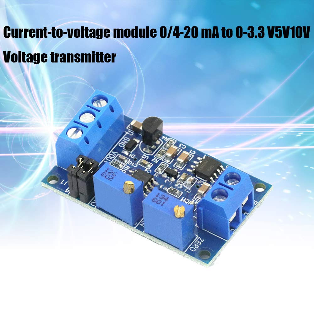 2Pcs Current to Voltage Converter Module 0/4-20mA to 0-3.3V 0-5V 0-10V Voltage T
